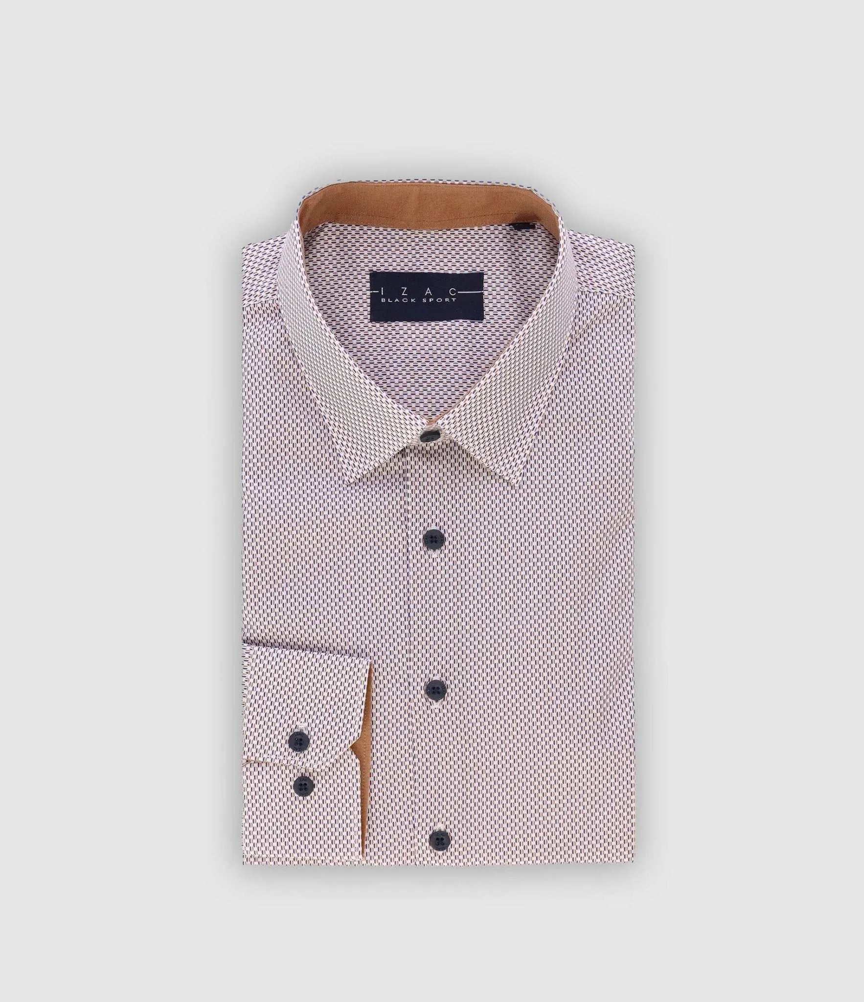 Chemise ville imprimée camel marine PALMA