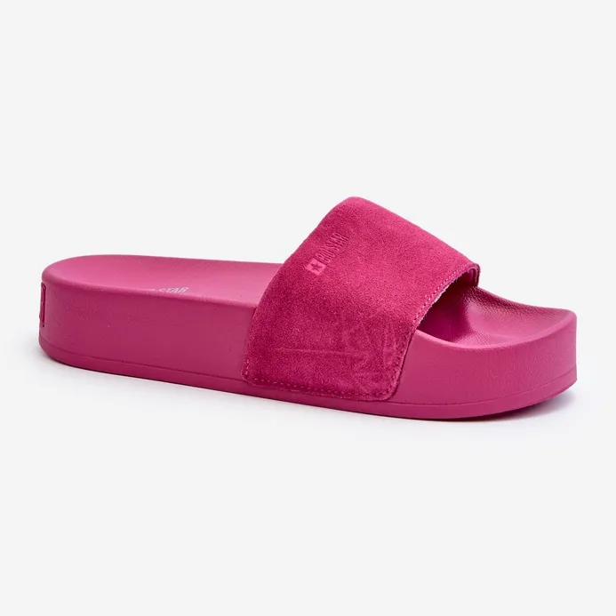 Claquettes en daim pour femmes sur la plateforme Big Star NN274A672 Fuchsia rose