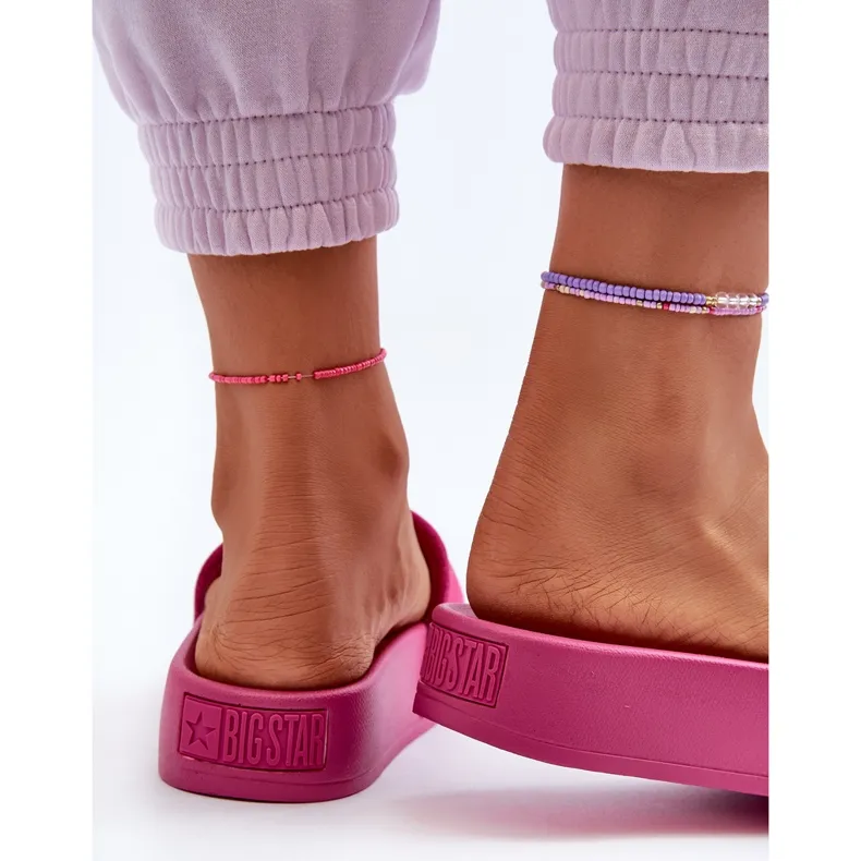 Claquettes en daim pour femmes sur la plateforme Big Star NN274A672 Fuchsia rose