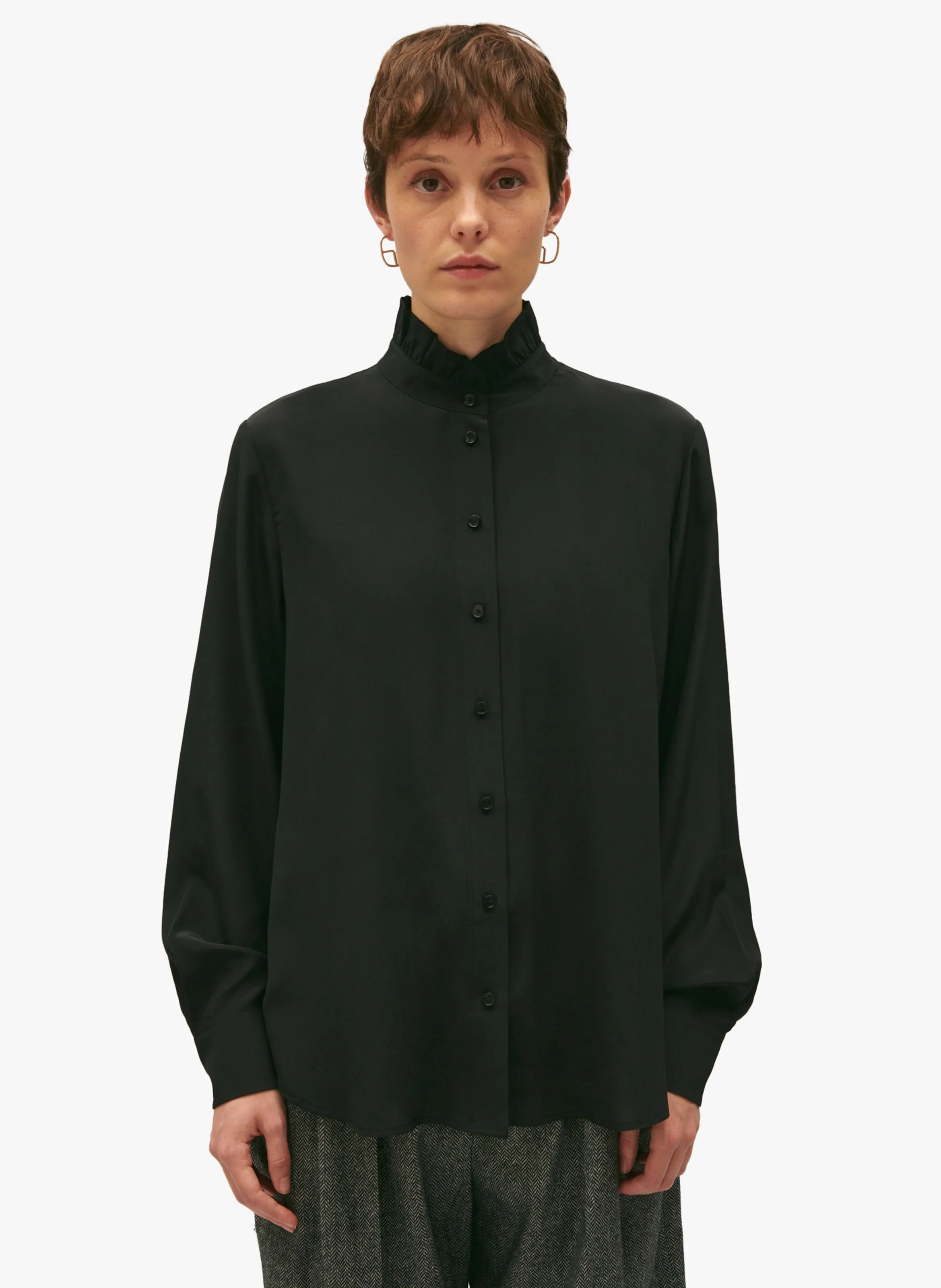 CLAUDIE PIERLOT  Chemise col victorien en soie - Noir