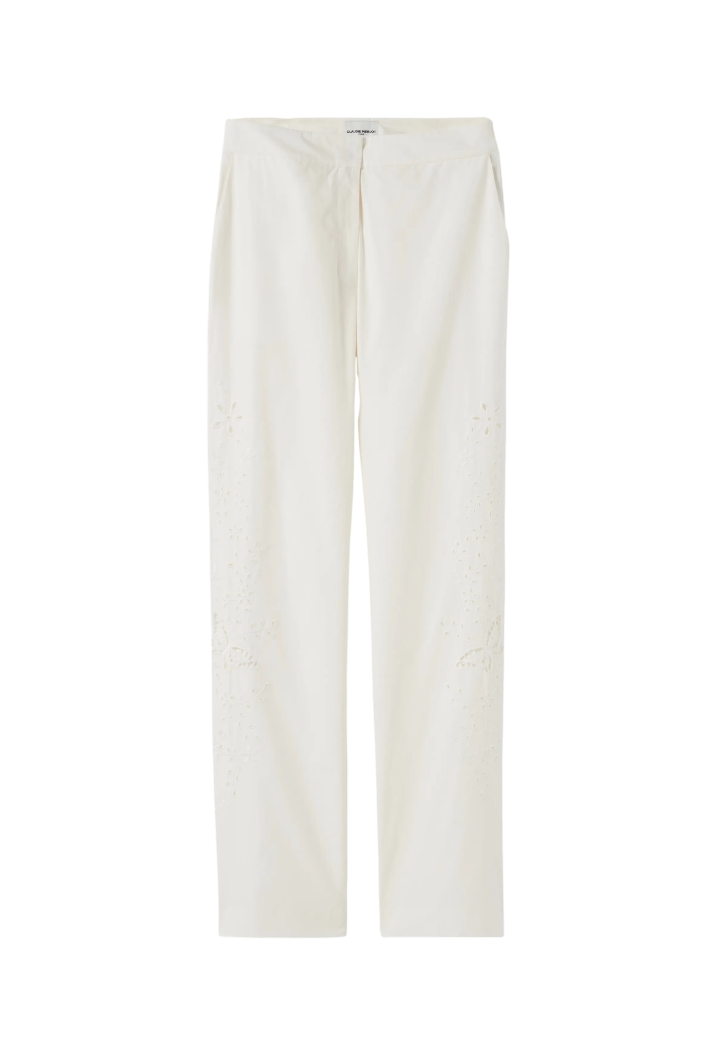 CLAUDIE PIERLOT  Pantalon droit brodé en coton - Blanc