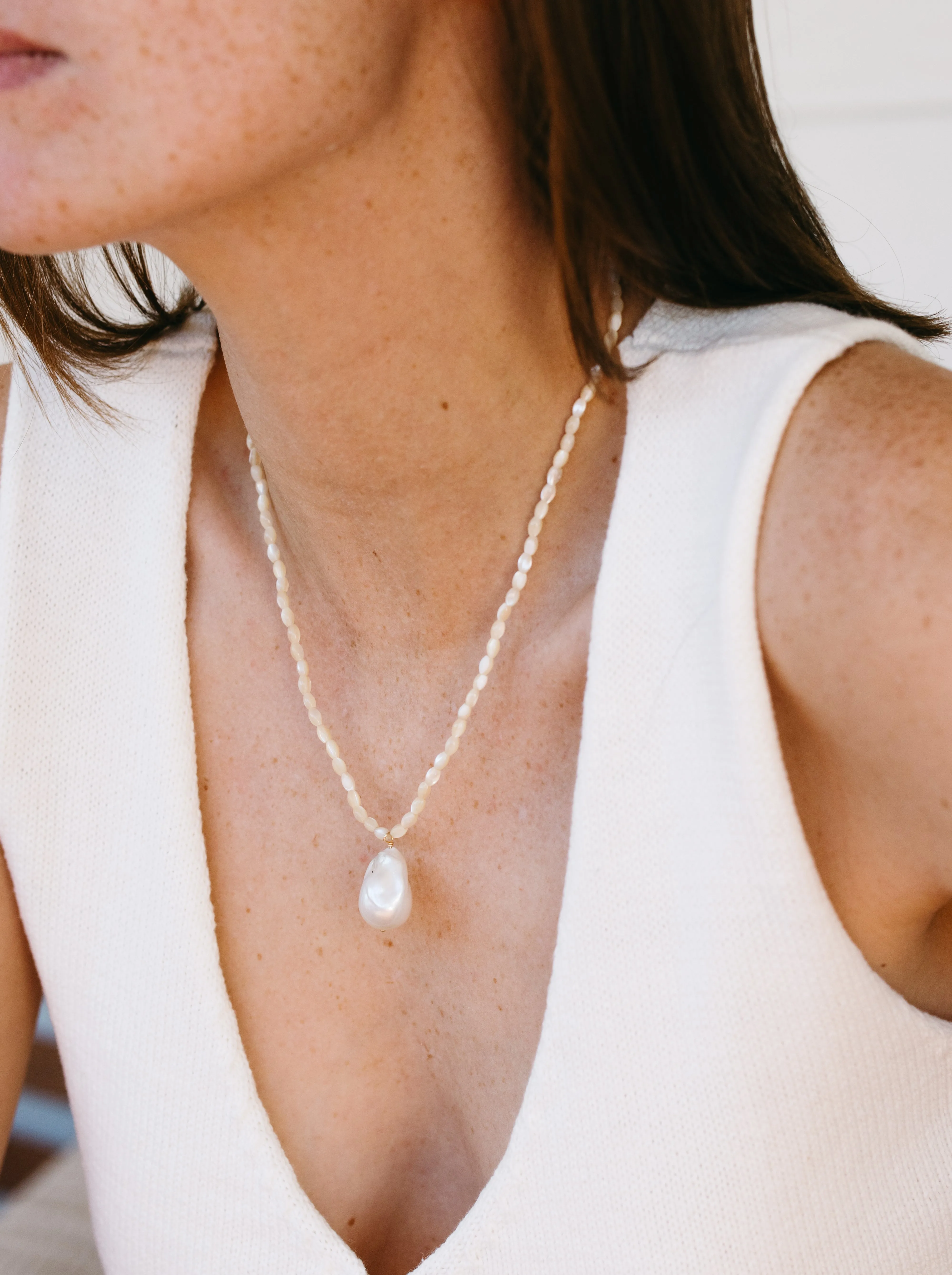 Collier perlé blanc Aimée