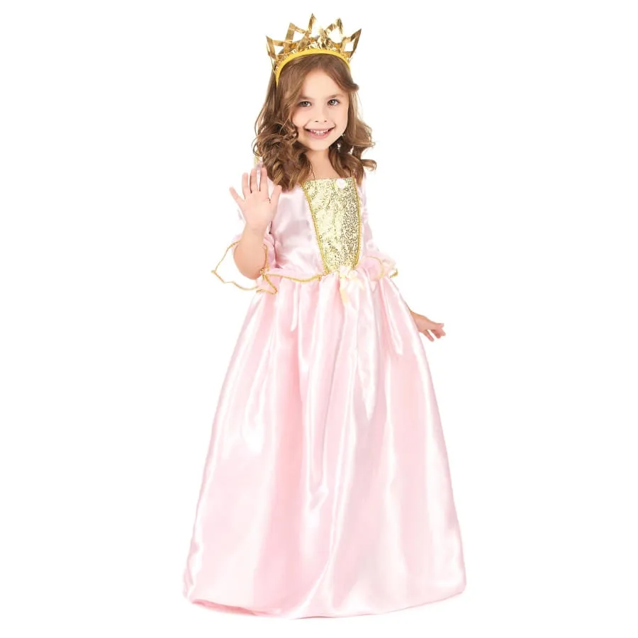 Costume de petite princesse rose coutures dorées