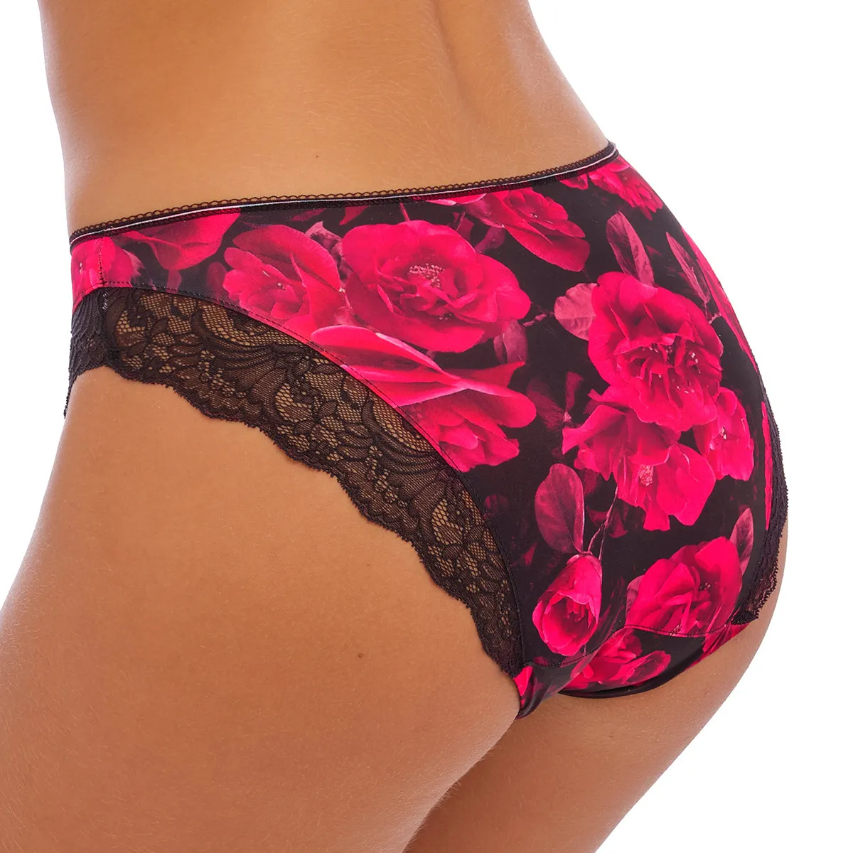 Culotte microfibre florale et dentelle Lucia noir de Fantasie