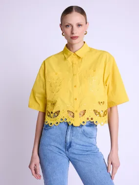 CYRIELLE | Chemise courte jaune avec broderies