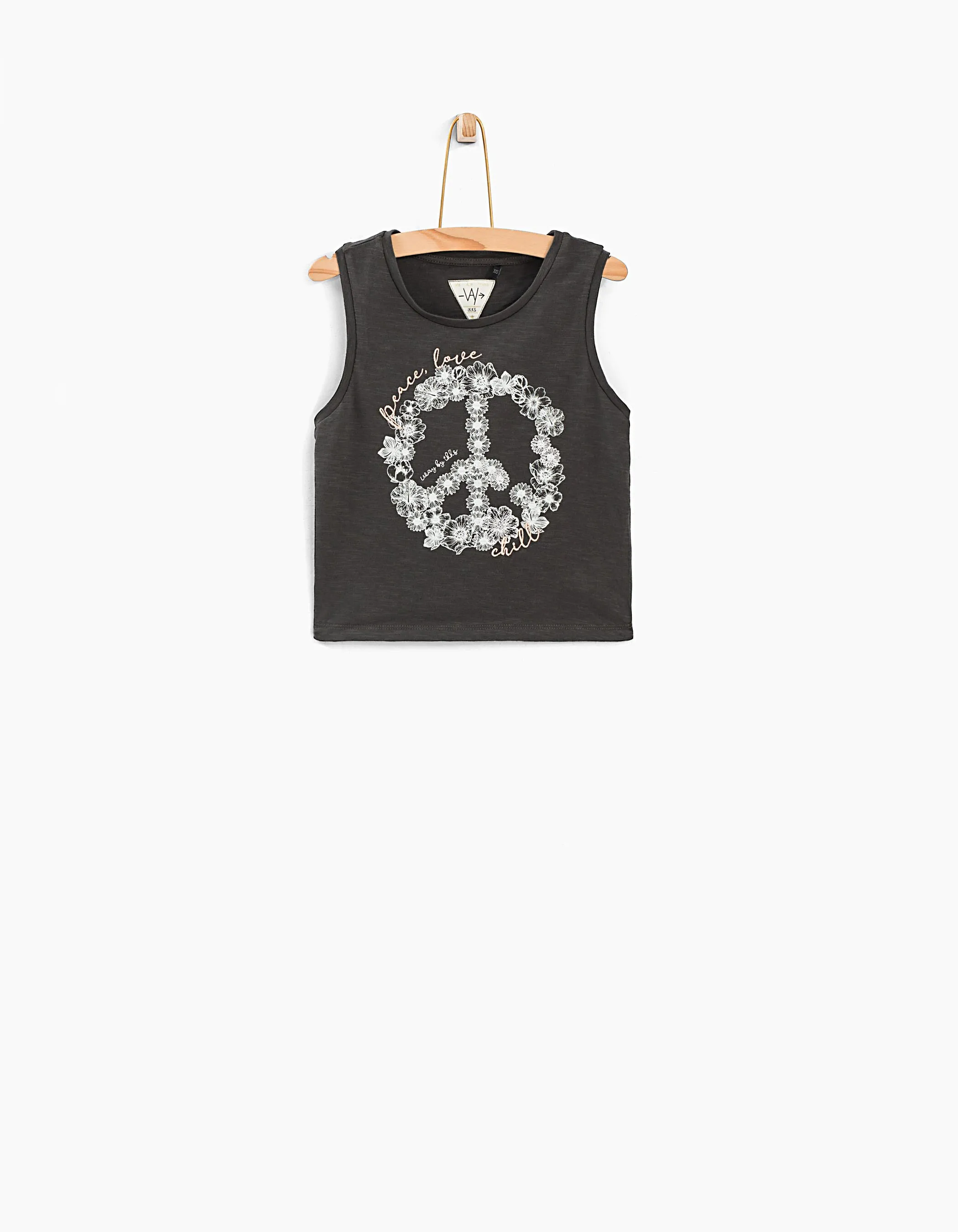 Débardeur cropped gris Peace and Love fille