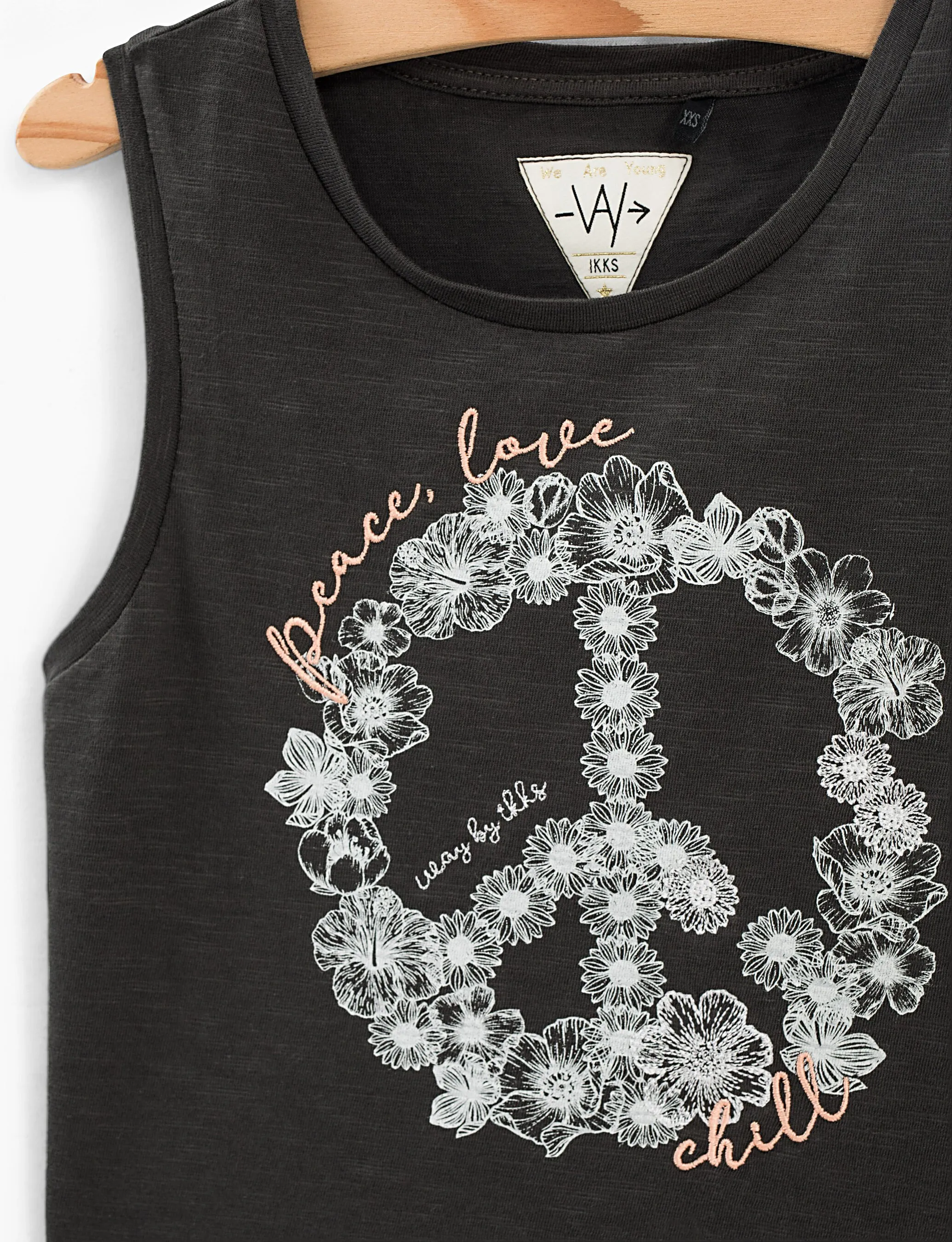 Débardeur cropped gris Peace and Love fille