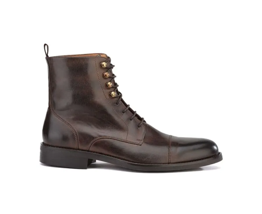 Derby boots homme à lacets Chocolat patiné Enfield Ii Gomme City