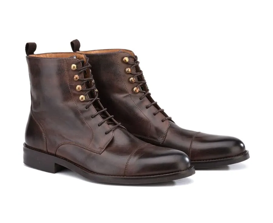 Derby boots homme à lacets Chocolat patiné Enfield Ii Gomme City