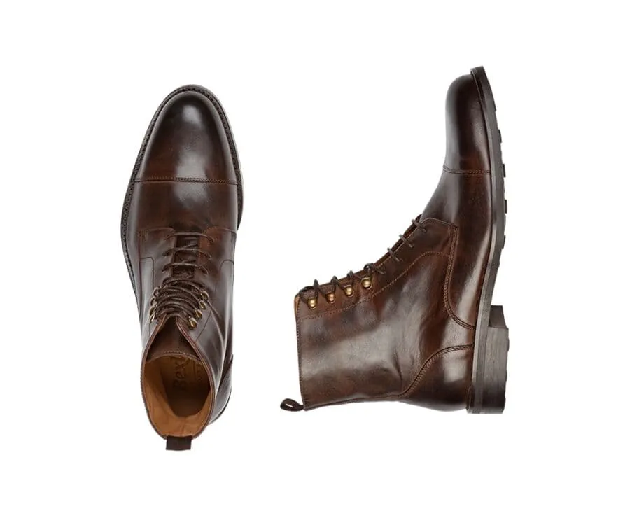 Derby boots homme à lacets Chocolat patiné Enfield Ii Gomme City