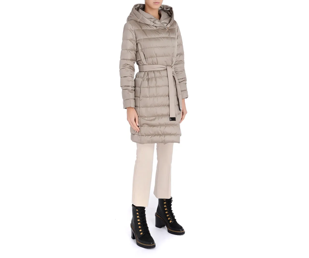 Doudoune  Max Mara Novef réversible en satin beige anti-goutte