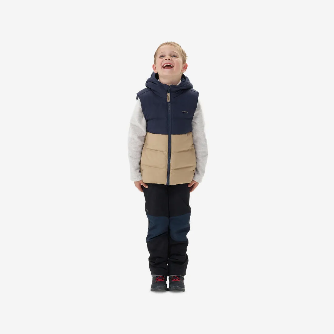 Doudoune sans manches de randonnée beige et bleue - enfant 2-6 ans