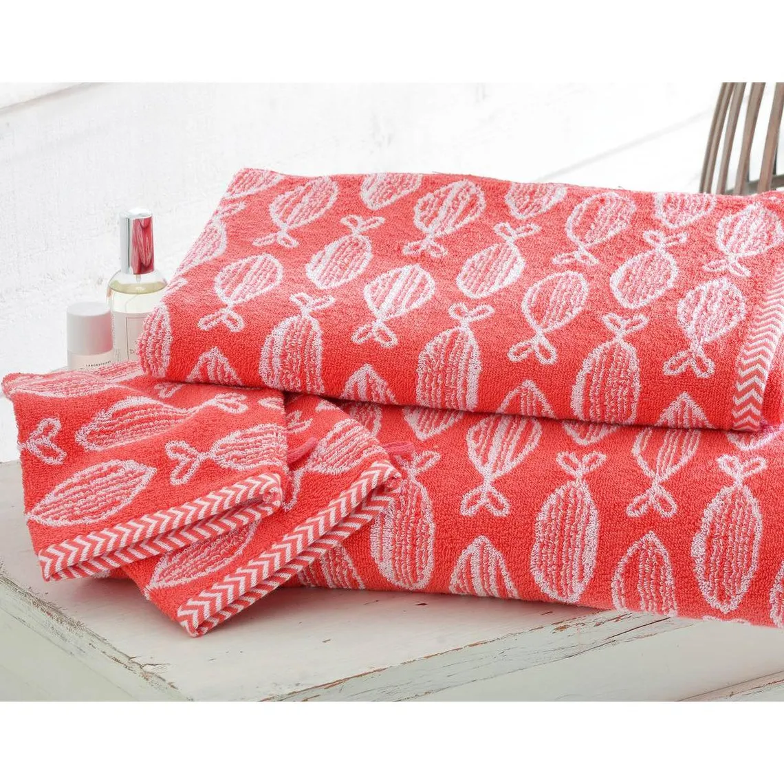 Drap de bain SOLINETTE orange corail en coton | 3 Suisses