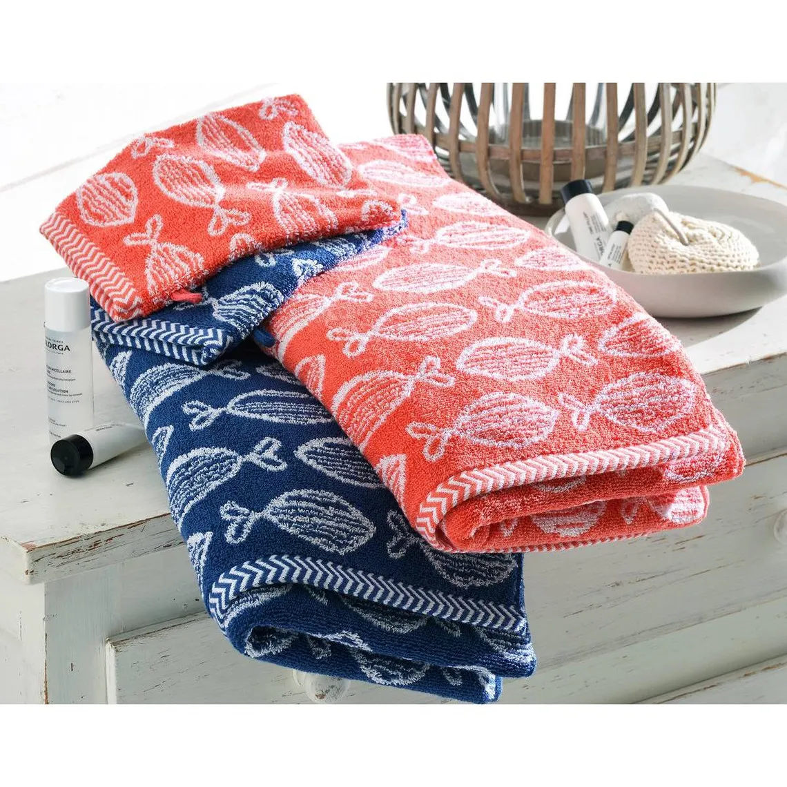 Drap de bain SOLINETTE orange corail en coton | 3 Suisses