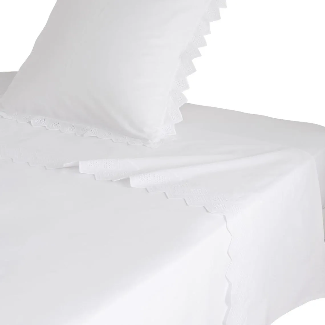 Drap plat brodé en coton OPÉRA  blanc Made in France | 3 Suisses