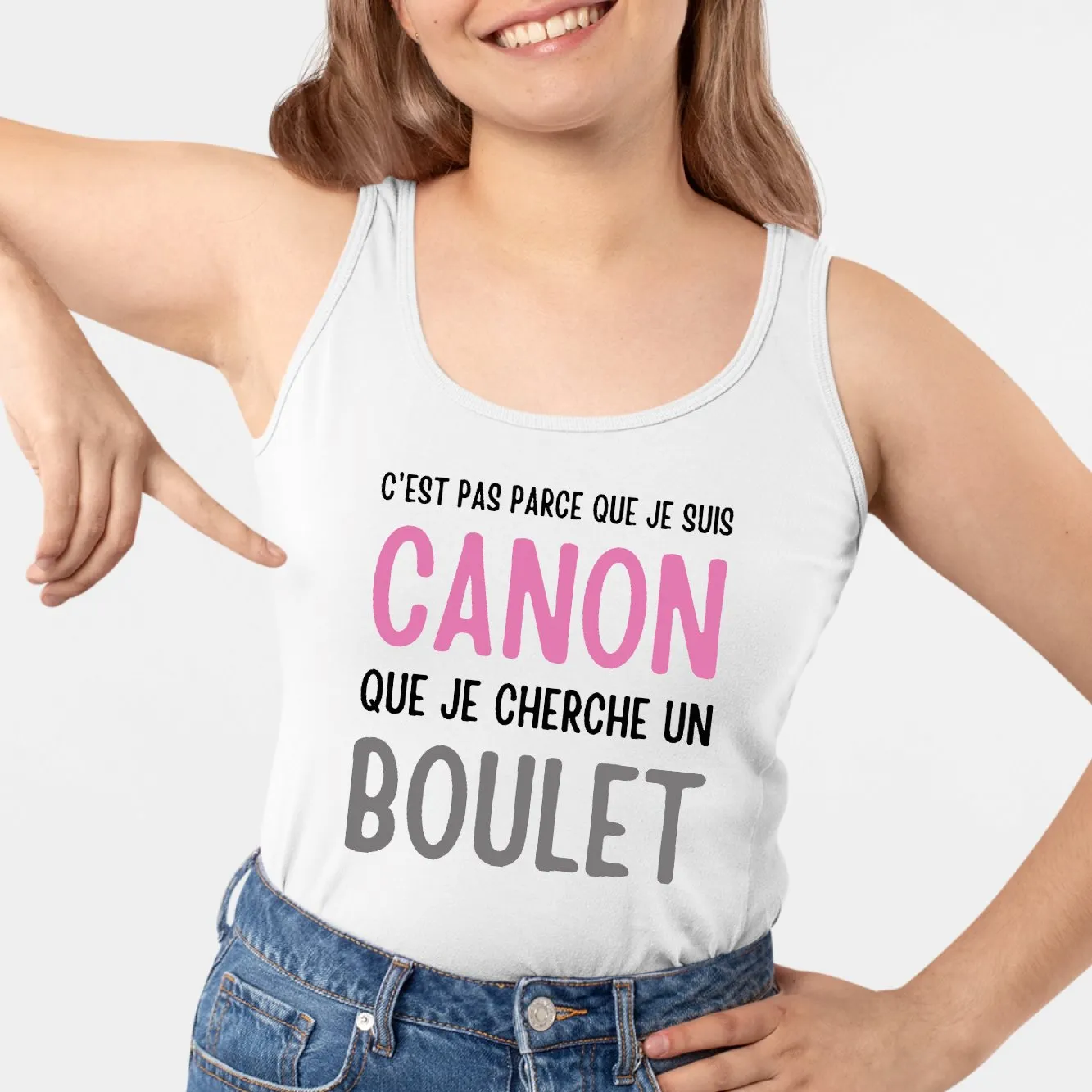 Débardeur Femme Je suis canon mais je ne cherche pas un boulet