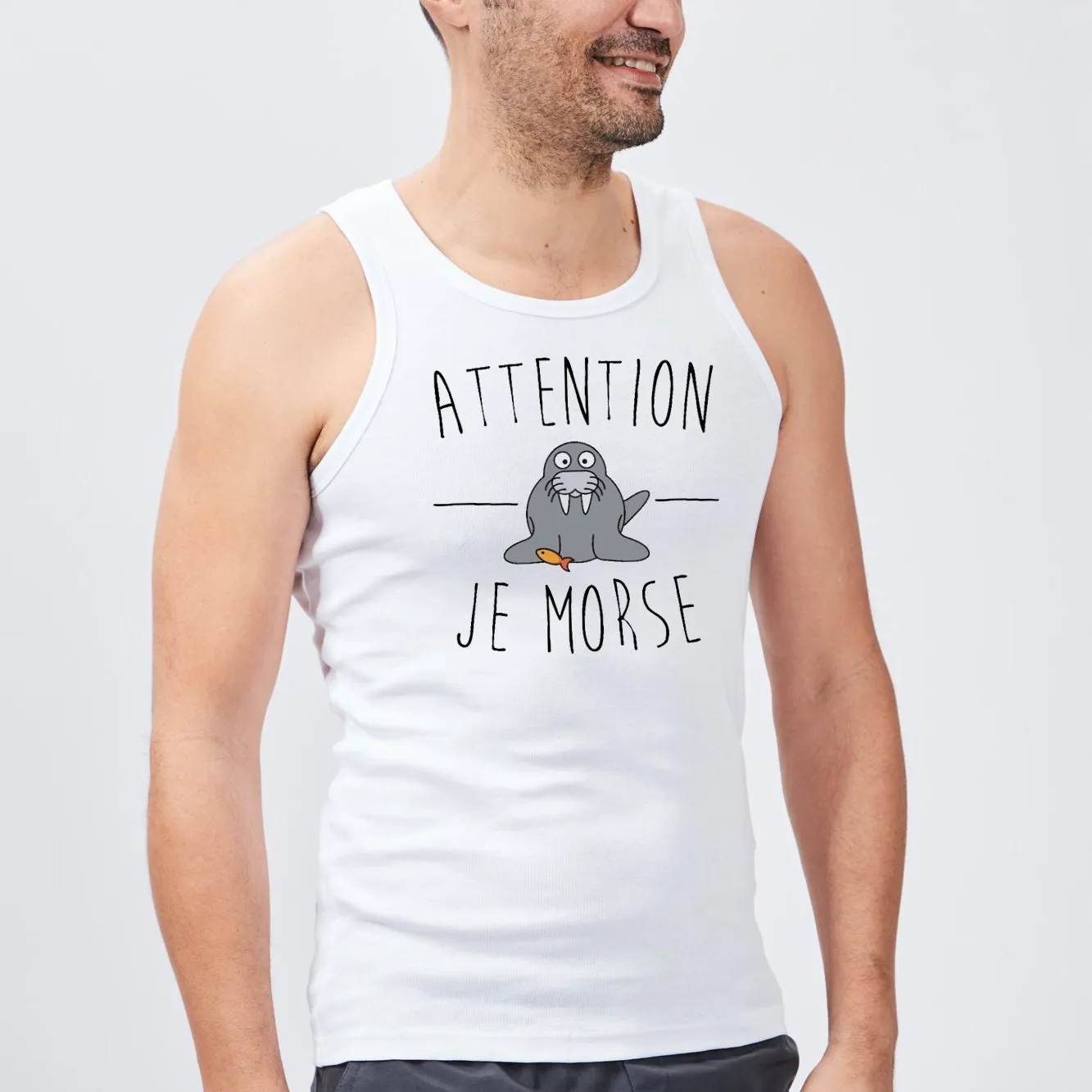 Débardeur Homme Attention je mords