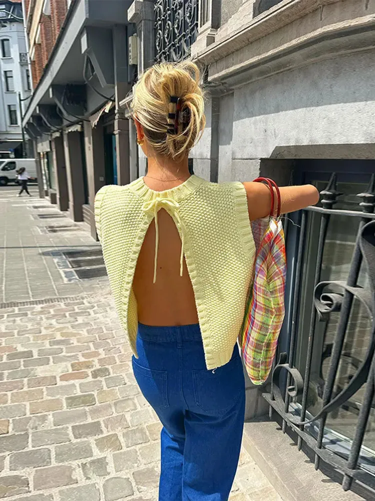 Edith | Top en tricot jaune chic