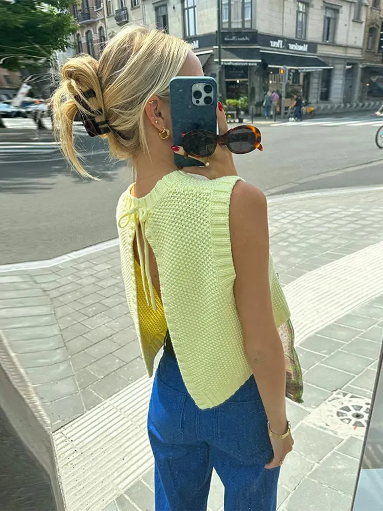 Edith | Top en tricot jaune chic