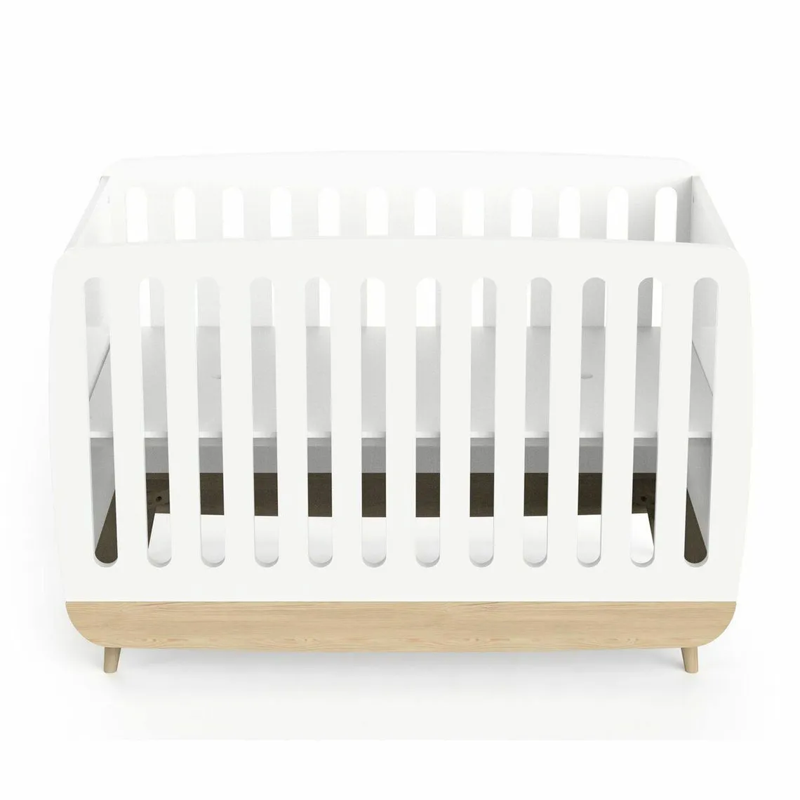 Ensemble FIRMANIA lit bébé + plan à langer pour commode + commode 2 tiroirs et 3 niches - blanc et pin natu