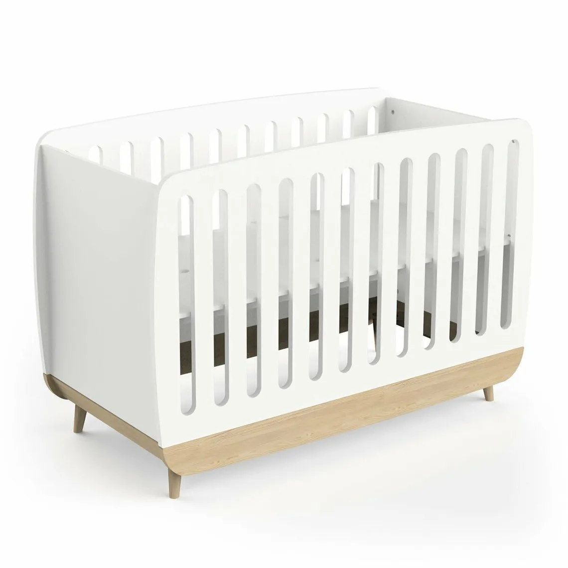 Ensemble lit bébé complet avec kit evolutif + plan à langer pour commode + commode 2 tiroirs et 3 niches - 