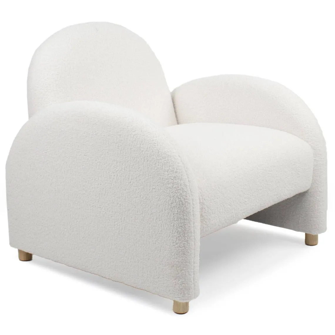 Fauteuil club Bowie Tissu bouclette Blanc | 3 Suisses