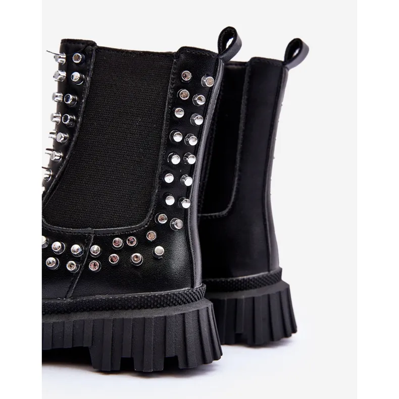 FR1 Bottines Chelsea fille ornées de strass, noir Adelie le noir