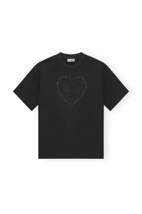 Ganni - Heavy Cotton Drop Shoulder Heart T-shirt