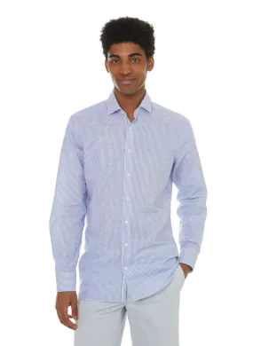 HACKETT  Chemise à rayures en lin et coton - Bleu