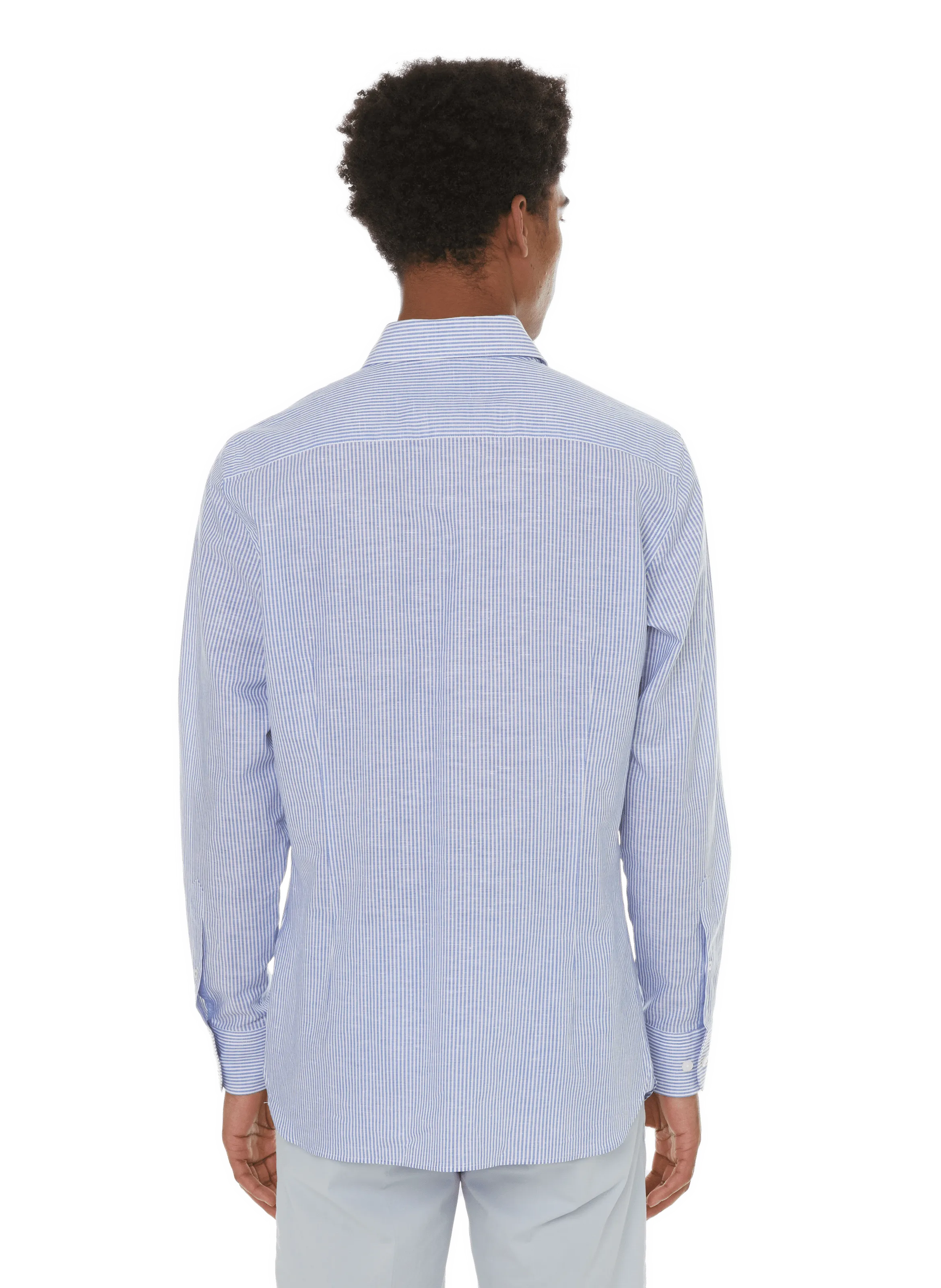 HACKETT  Chemise à rayures en lin et coton - Bleu