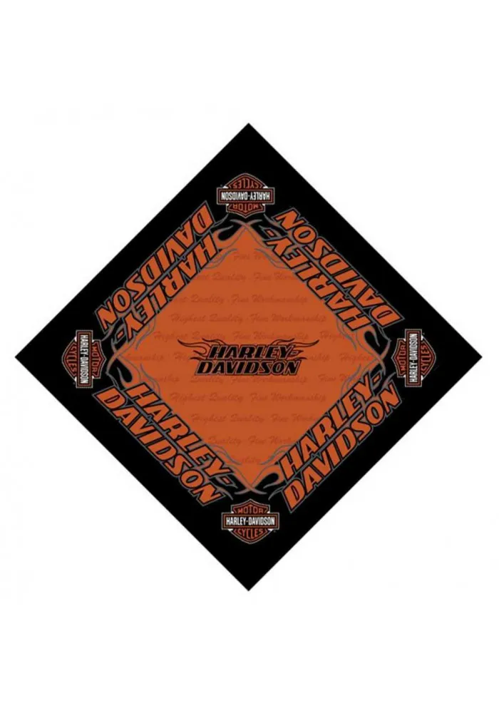 Harley Davidson Homme Strong H-D Bandana Noir Orange BA98630