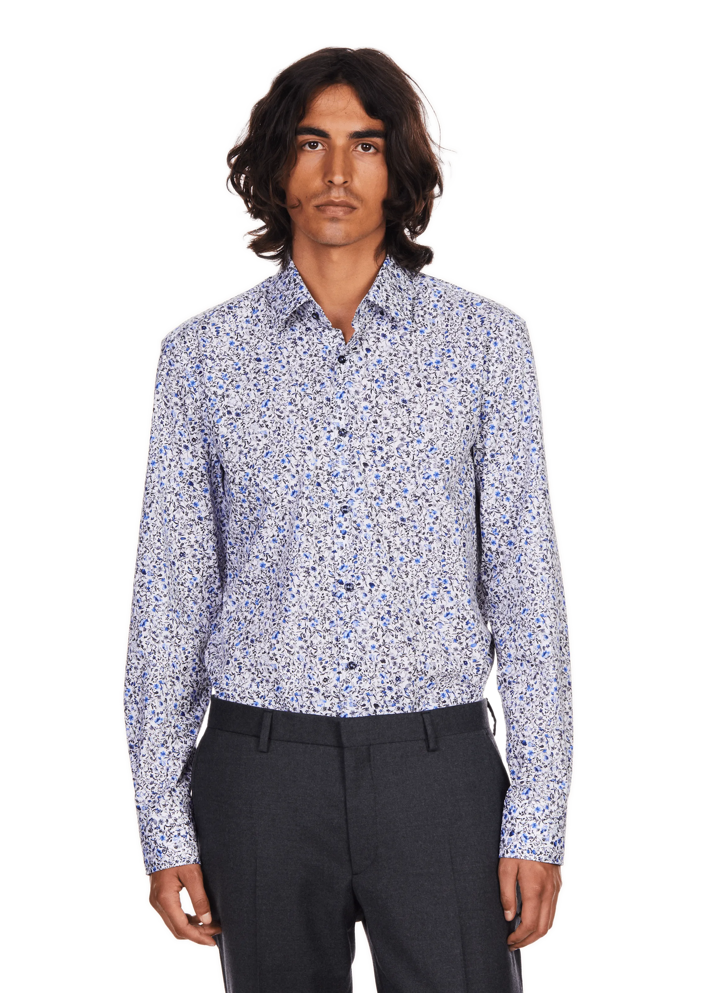 HUGO BOSS  Chemise motif fleuri - Bleu