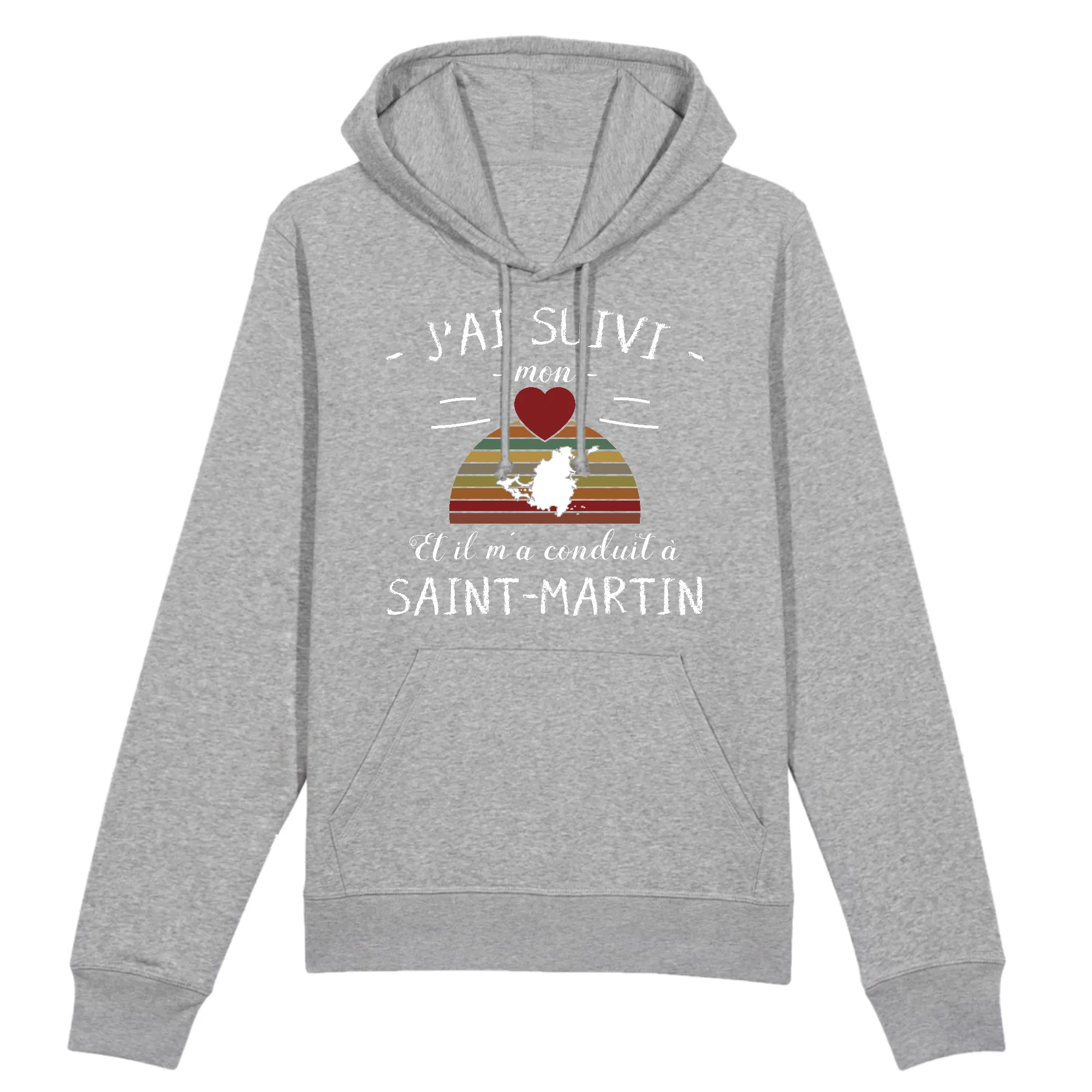 J`ai suivi mon coeur à Saint Martin - Sweatshirt à capuche coton bio - Imprimé FR