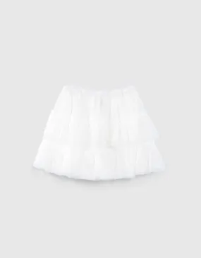 Jupe blanc cassé tulle volanté fille