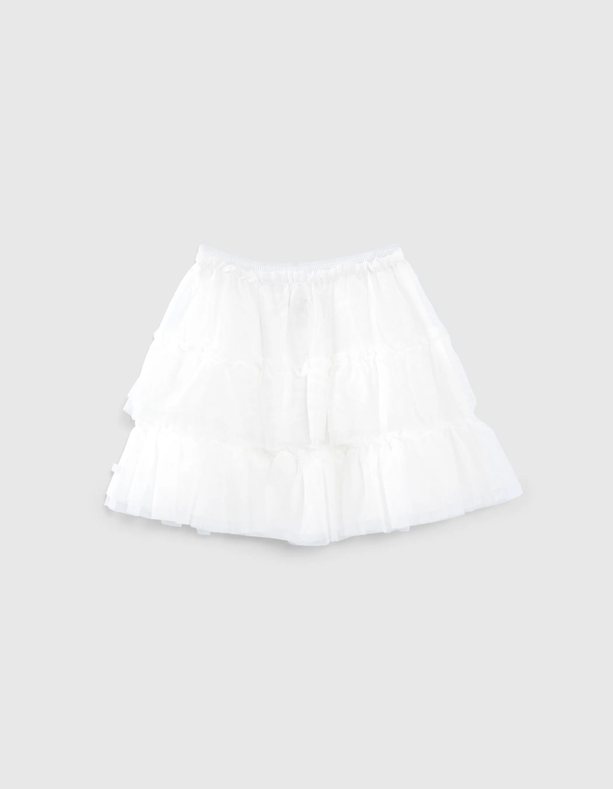 Jupe blanc cassé tulle volanté fille