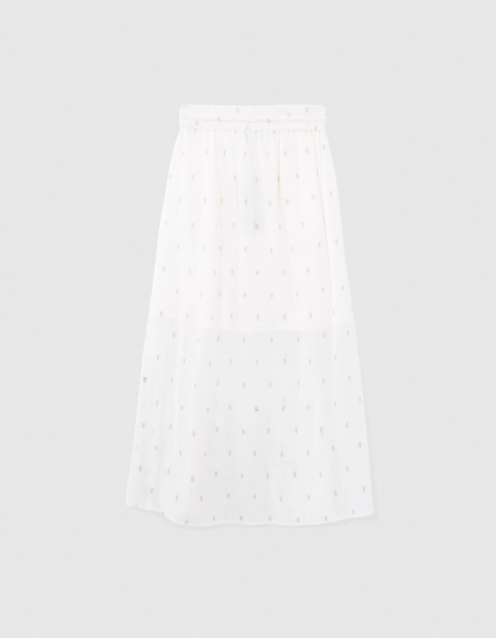 Jupe longue blanc cassé broderies dorées fille