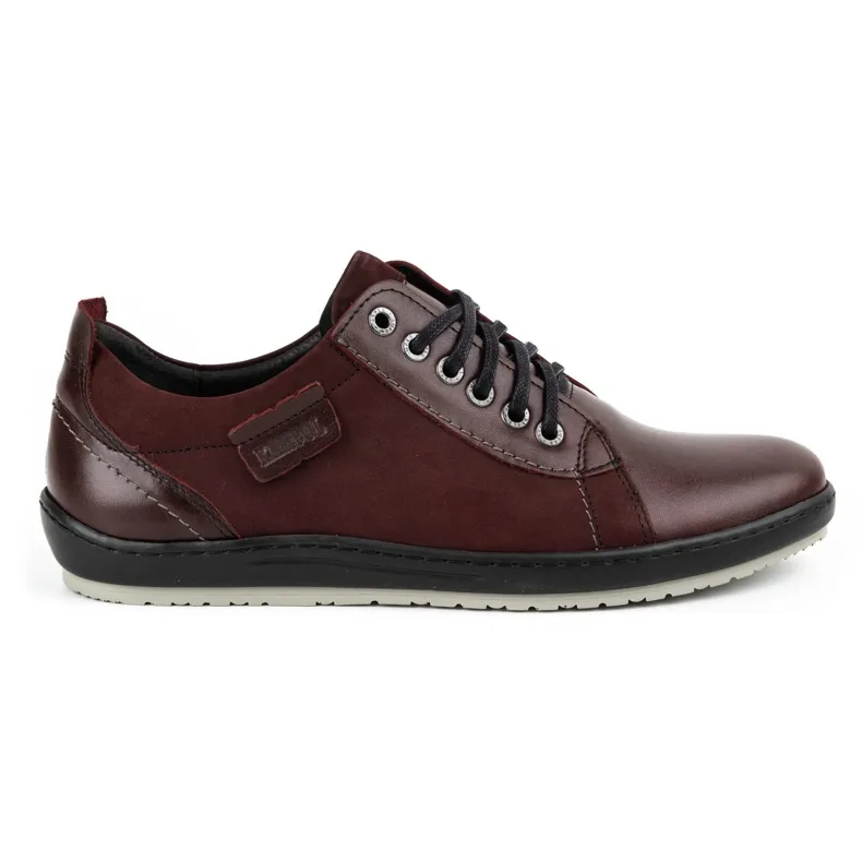 Kampol Chaussures casual cuir homme 61KAM bordeaux rouge