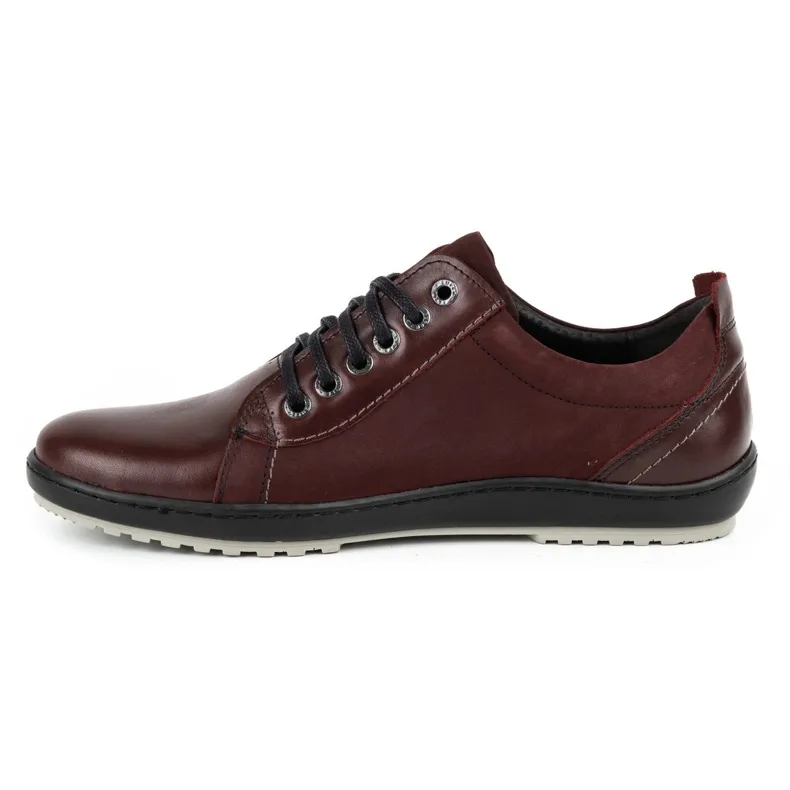 Kampol Chaussures casual cuir homme 61KAM bordeaux rouge