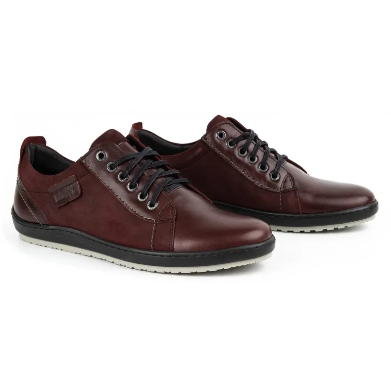 Kampol Chaussures casual cuir homme 61KAM bordeaux rouge