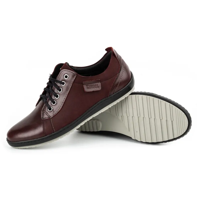 Kampol Chaussures casual cuir homme 61KAM bordeaux rouge