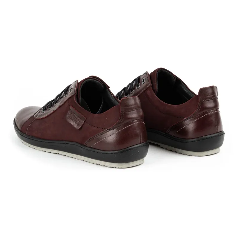 Kampol Chaussures casual cuir homme 61KAM bordeaux rouge