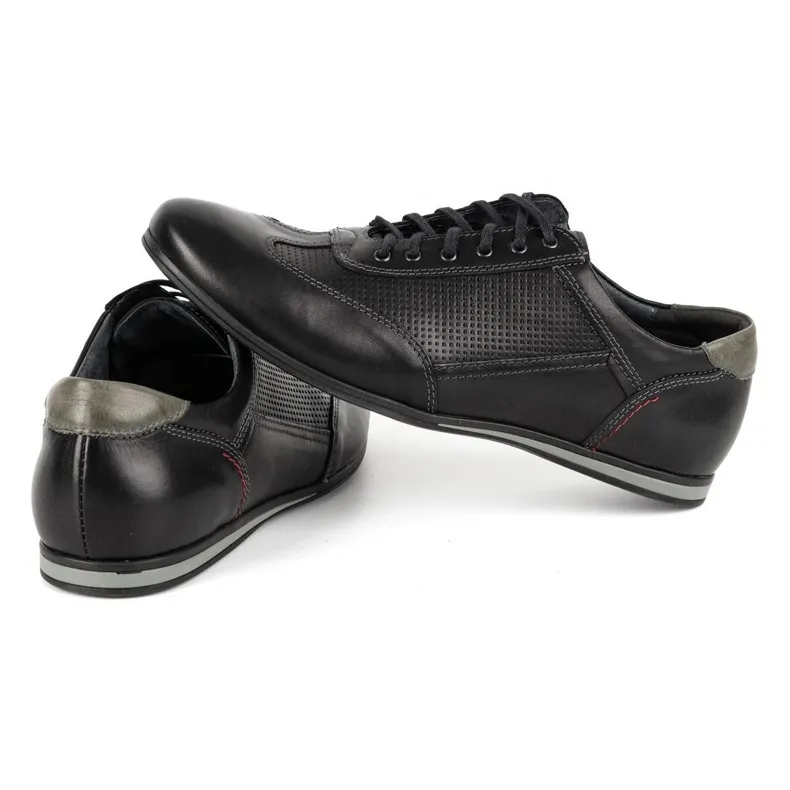 Kampol Chaussures casual en cuir pour hommes 64/15 noir le noir