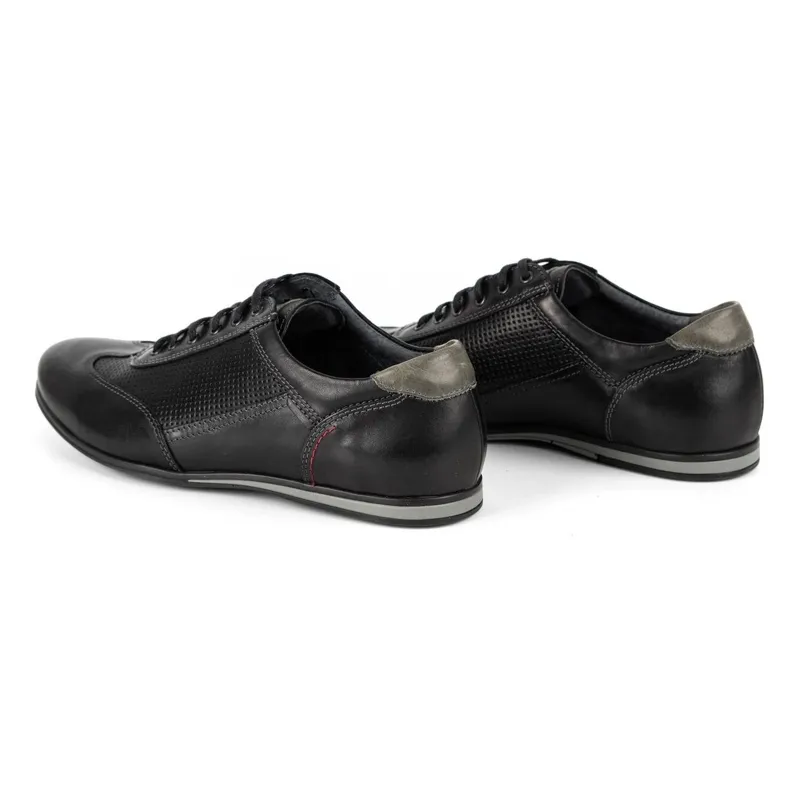 Kampol Chaussures casual en cuir pour hommes 64/15 noir le noir