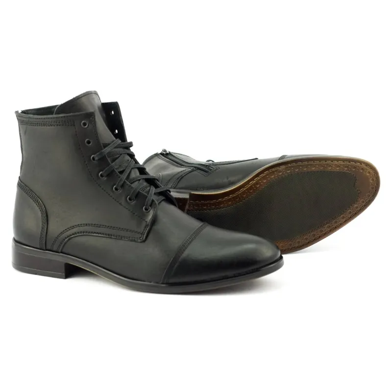 KENT Bottines Chelsea en cuir pour hommes 287D Św noir le noir