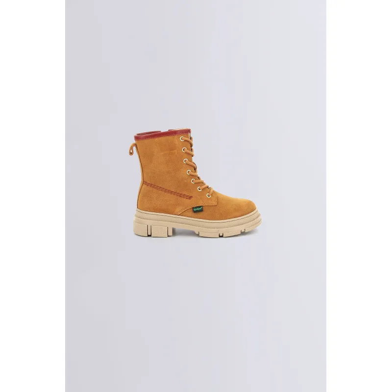 Kick Goji - Bottines camel et rouge pour fille - Kickers © Site Officiel