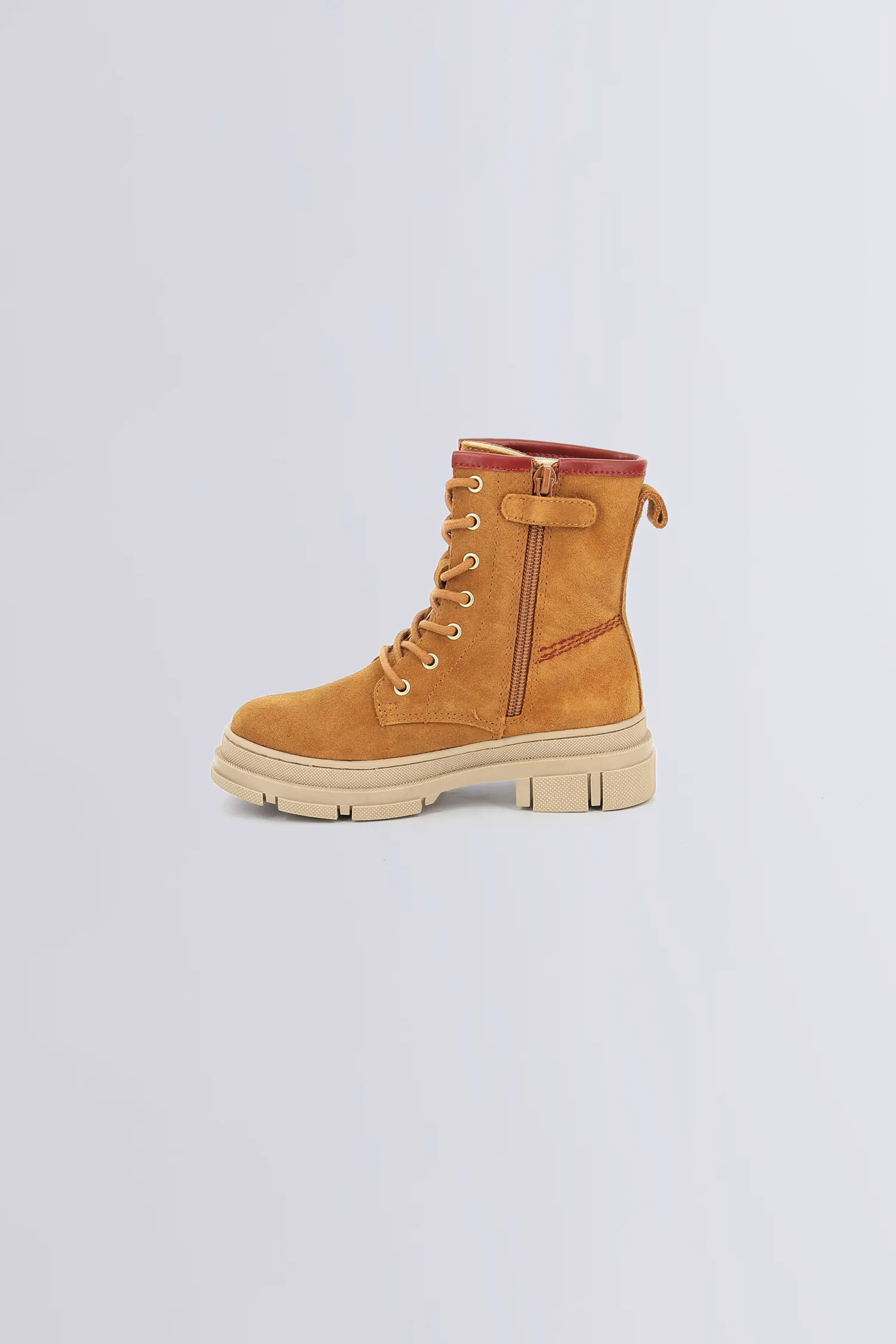 Kick Goji - Bottines camel et rouge pour fille - Kickers © Site Officiel