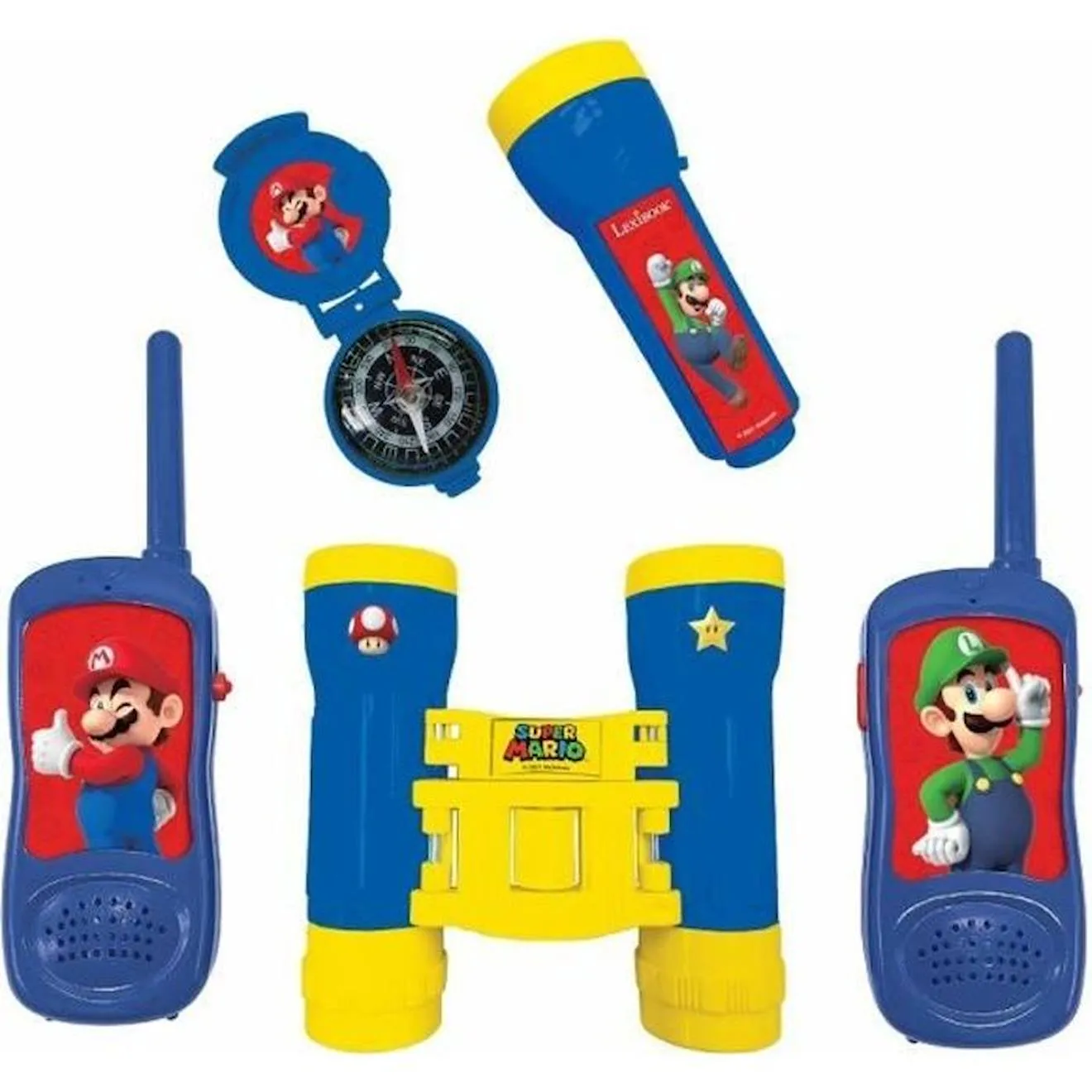 Kit d'aventurier Super Mario - Talkie-Walkies, jumelles, lampe torche et boussole rouge - Lexibook