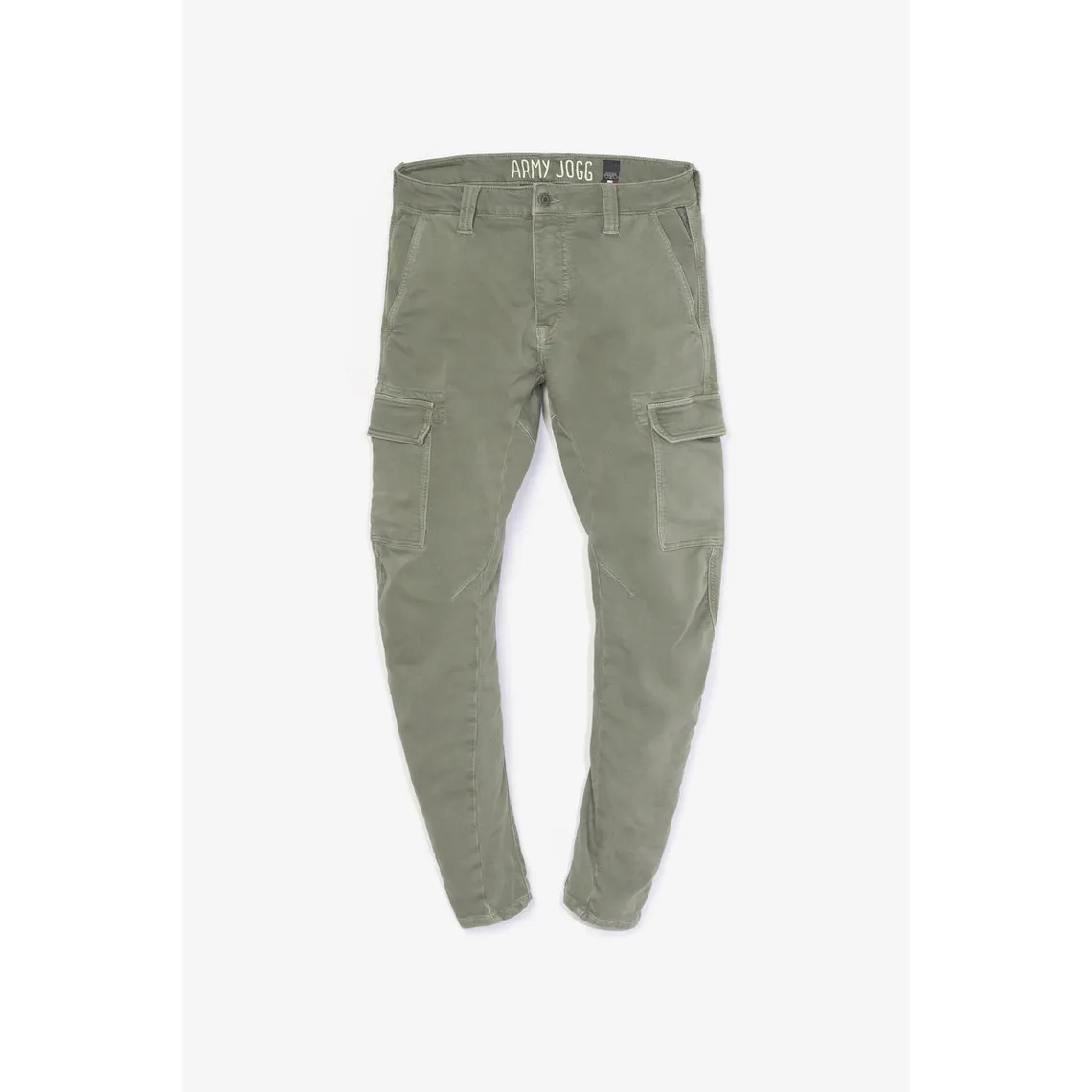 Koge Army Jogg tapered arqué kaki vert en coton Yann Le Temps des Cerises - Pantalon Homme sur MenCorner