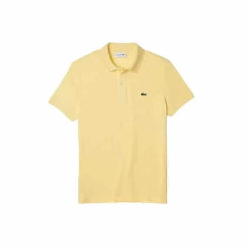 LACOSTE Polo slim jaune pastel piqué de coton uni - SPORT AVENTURE