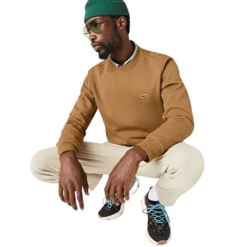 LACOSTE Sweatshirt col rond camel - SPORT AVENTURE